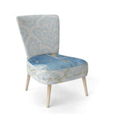Blue Damask Feather Farmhouse Accent Chair