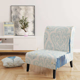 Blue Damask Feather Farmhouse Accent Chair