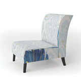 Blue Damask Feather Farmhouse Accent Chair