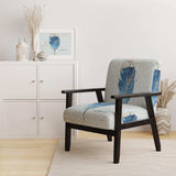 Blue Damask Feather Farmhouse Accent Chair