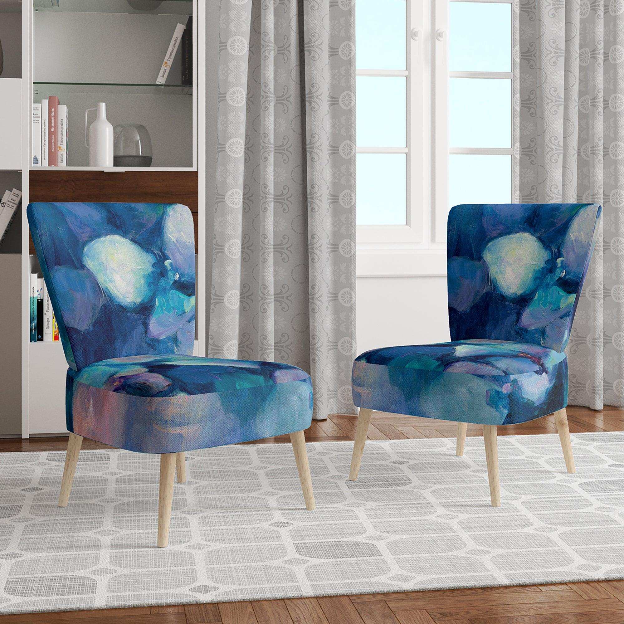 Abstract Blue Flower Petals Traditional Accent Chair Side Chair