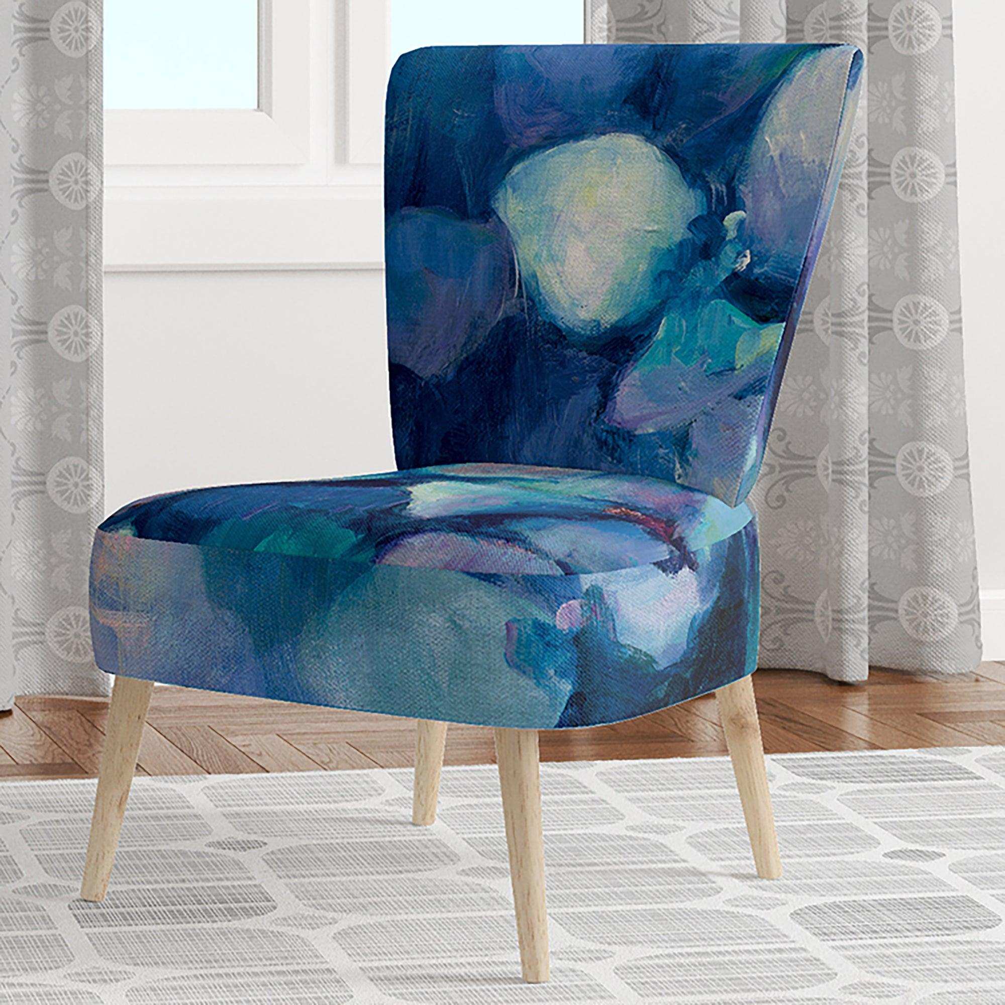 Abstract Blue Flower Petals Traditional Accent Chair Side Chair