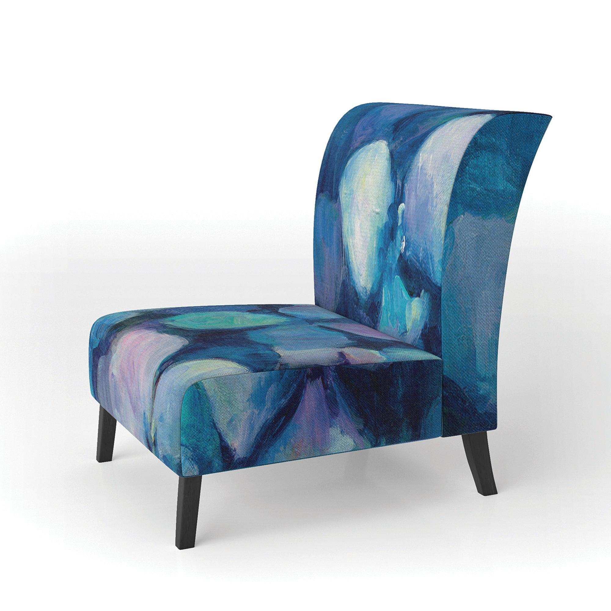 Abstract Blue Flower Petals Traditional Accent Chair Slipper Chair