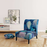 Abstract Blue Flower Petals Traditional Accent Chair Slipper Chair
