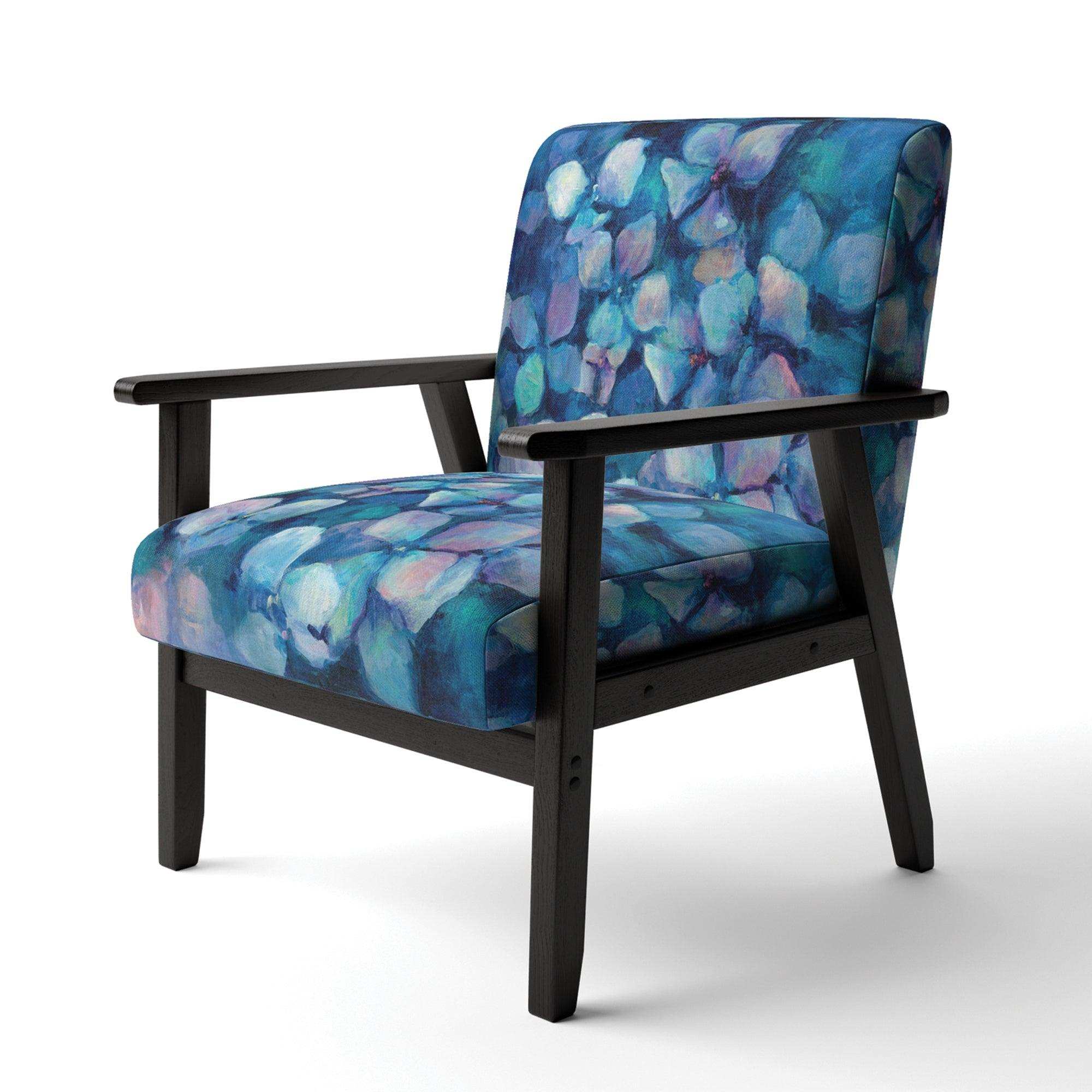 Abstract Blue Flower Petals Traditional Accent Chair Arm Chair
