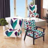 Geometric Pattern of Red And Blue Arrows Transitional Accent Chair