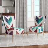 Geometric Pattern of Red And Blue Arrows Transitional Accent Chair