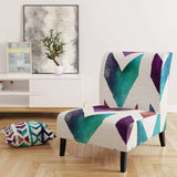 Geometric Pattern of Red And Blue Arrows Transitional Accent Chair