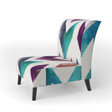 Geometric Pattern of Red And Blue Arrows Transitional Accent Chair