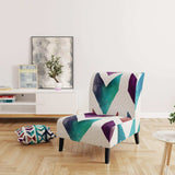Geometric Pattern of Red And Blue Arrows Transitional Accent Chair