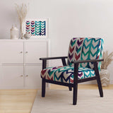 Geometric Pattern of Red And Blue Arrows Transitional Accent Chair