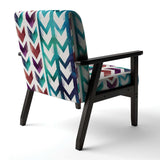 Geometric Pattern of Red And Blue Arrows Transitional Accent Chair