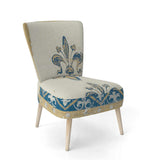 Fleur de Lis Gold Pattern Glam Accent Chair