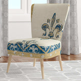Fleur de Lis Gold Pattern Glam Accent Chair