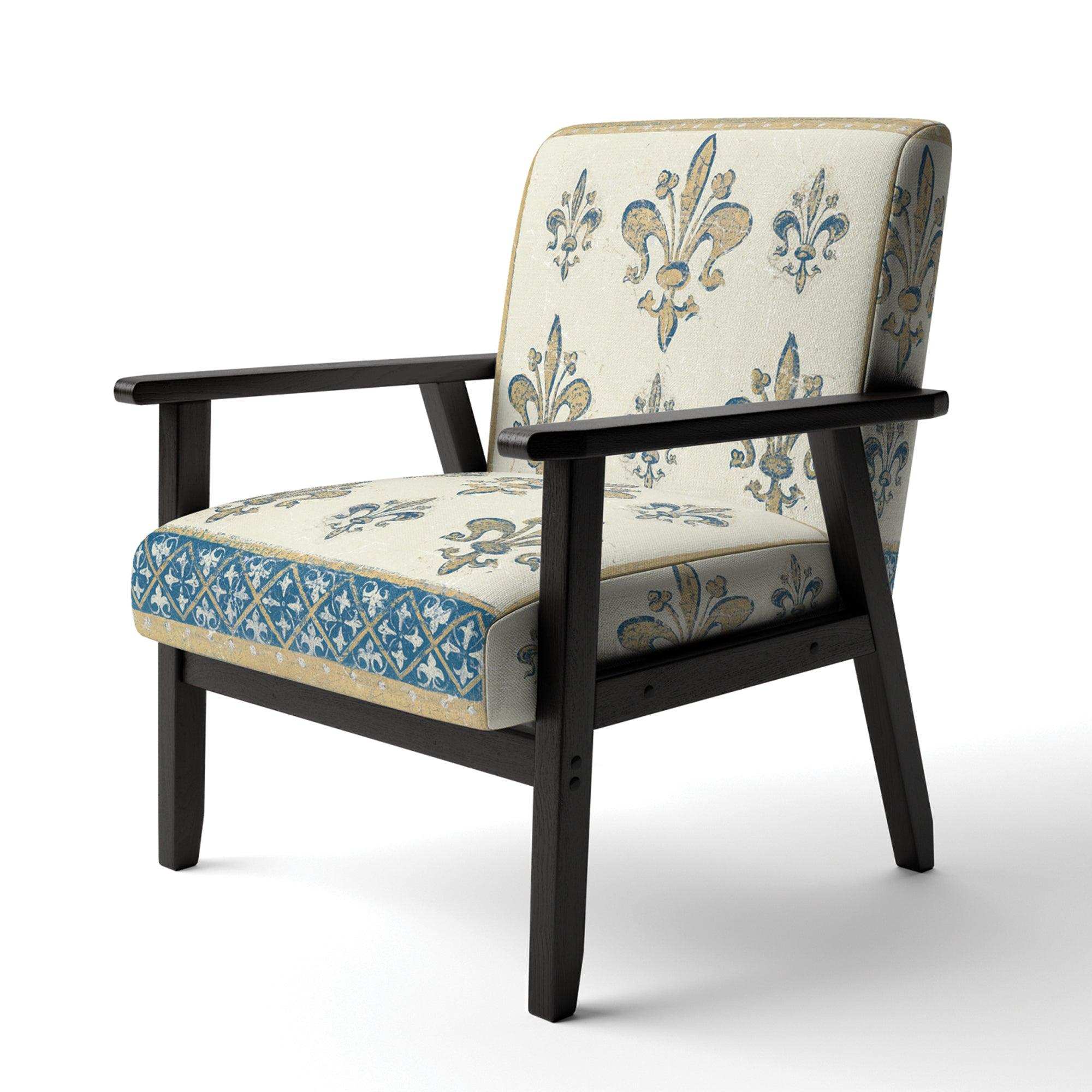 Fleur de Lis Gold Pattern Glam Accent Chair