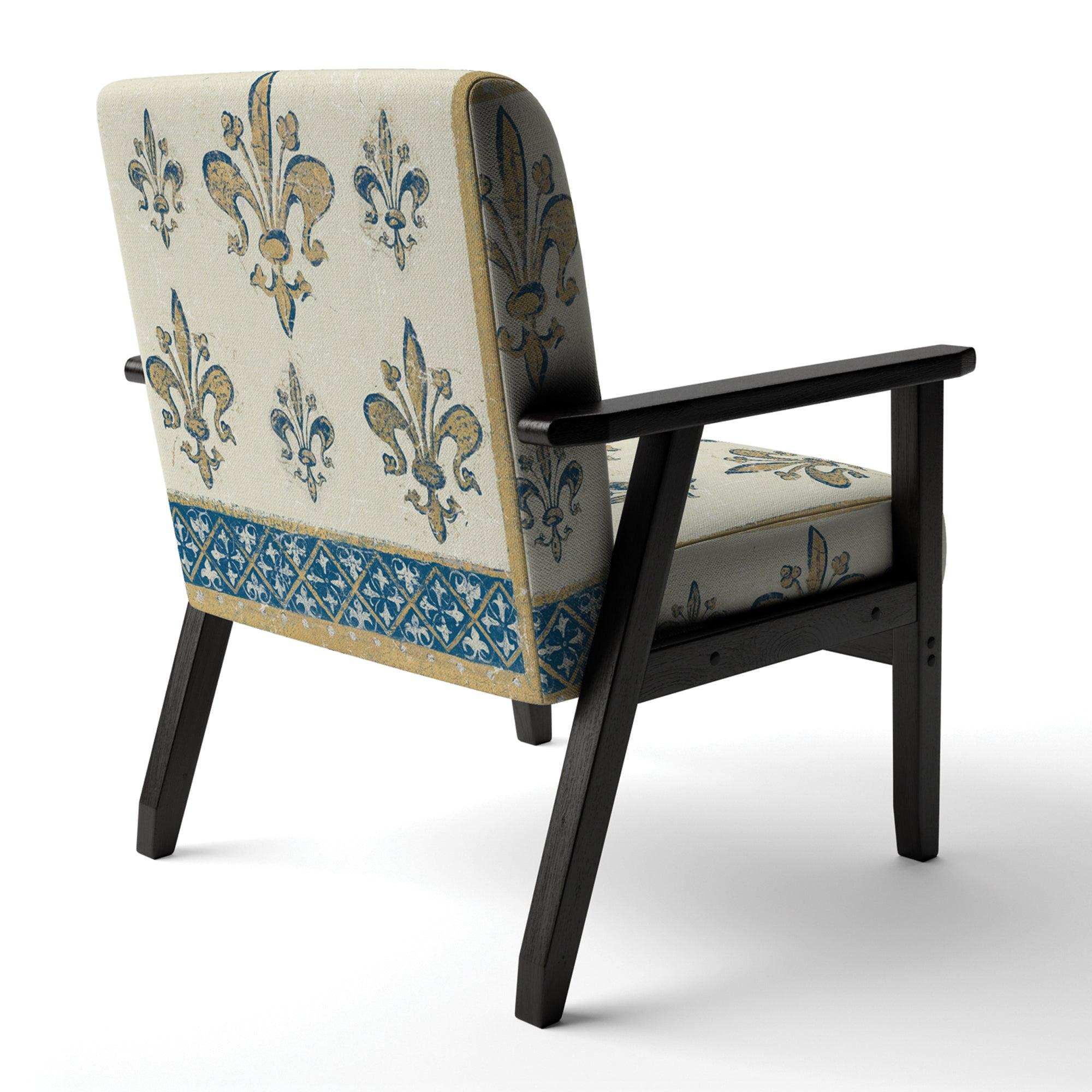 Fleur de Lis Gold Pattern Glam Accent Chair