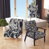 Gold Mettalic Floral Strapwork Glam Accent Chair