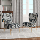 Gold Mettalic Floral Strapwork Glam Accent Chair