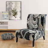 Gold Mettalic Floral Strapwork Glam Accent Chair