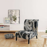 Gold Mettalic Floral Strapwork Glam Accent Chair
