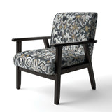 Gold Mettalic Floral Strapwork Glam Accent Chair