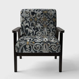 Gold Mettalic Floral Strapwork Glam Accent Chair