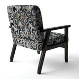 Gold Mettalic Floral Strapwork Glam Accent Chair