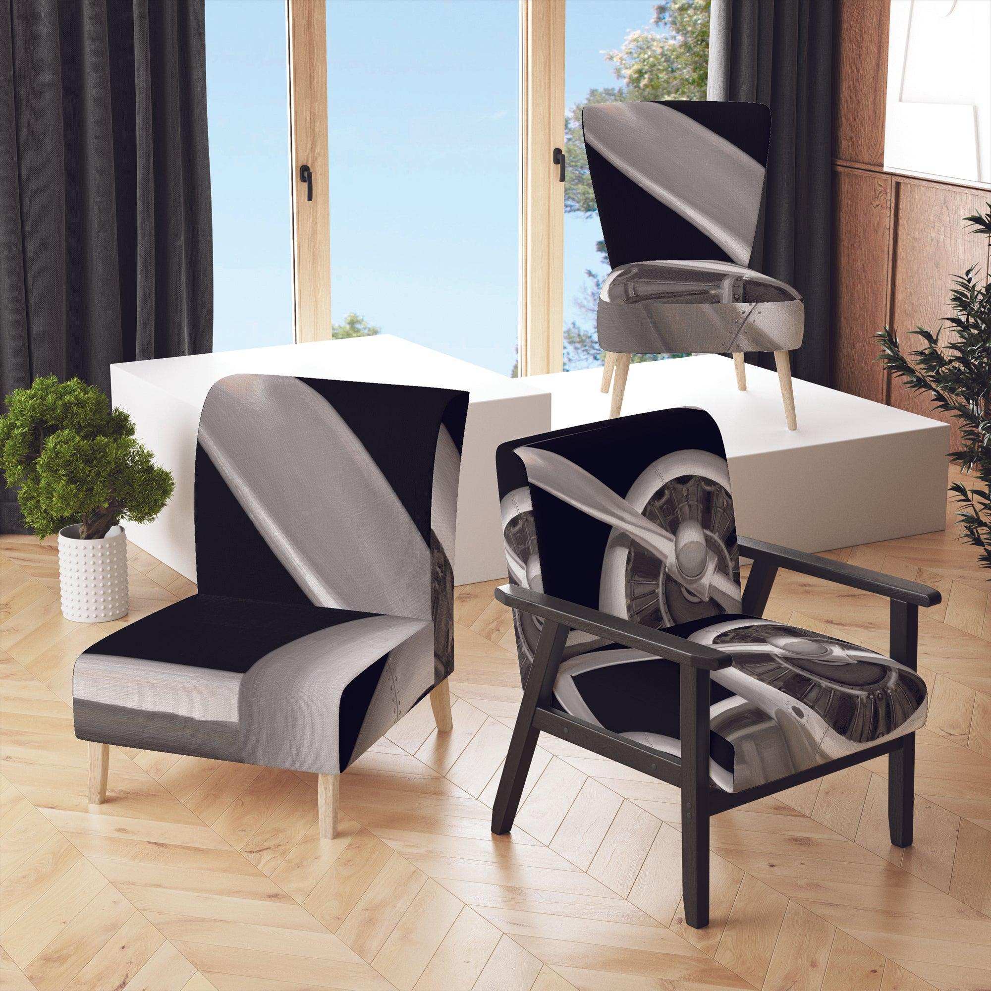 Travel by Air Grey Plane Vintage Transportati Accent Chair