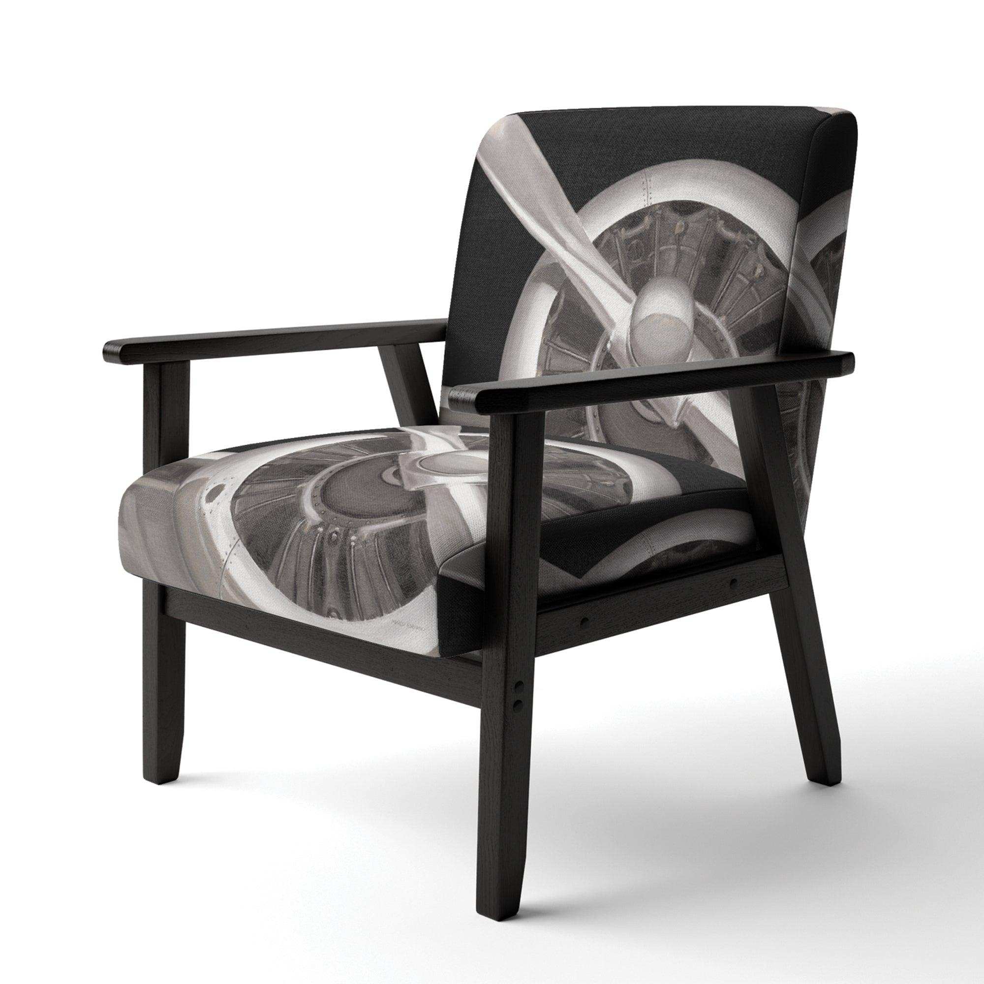Travel by Air Grey Plane Vintage Transportati Accent Chair