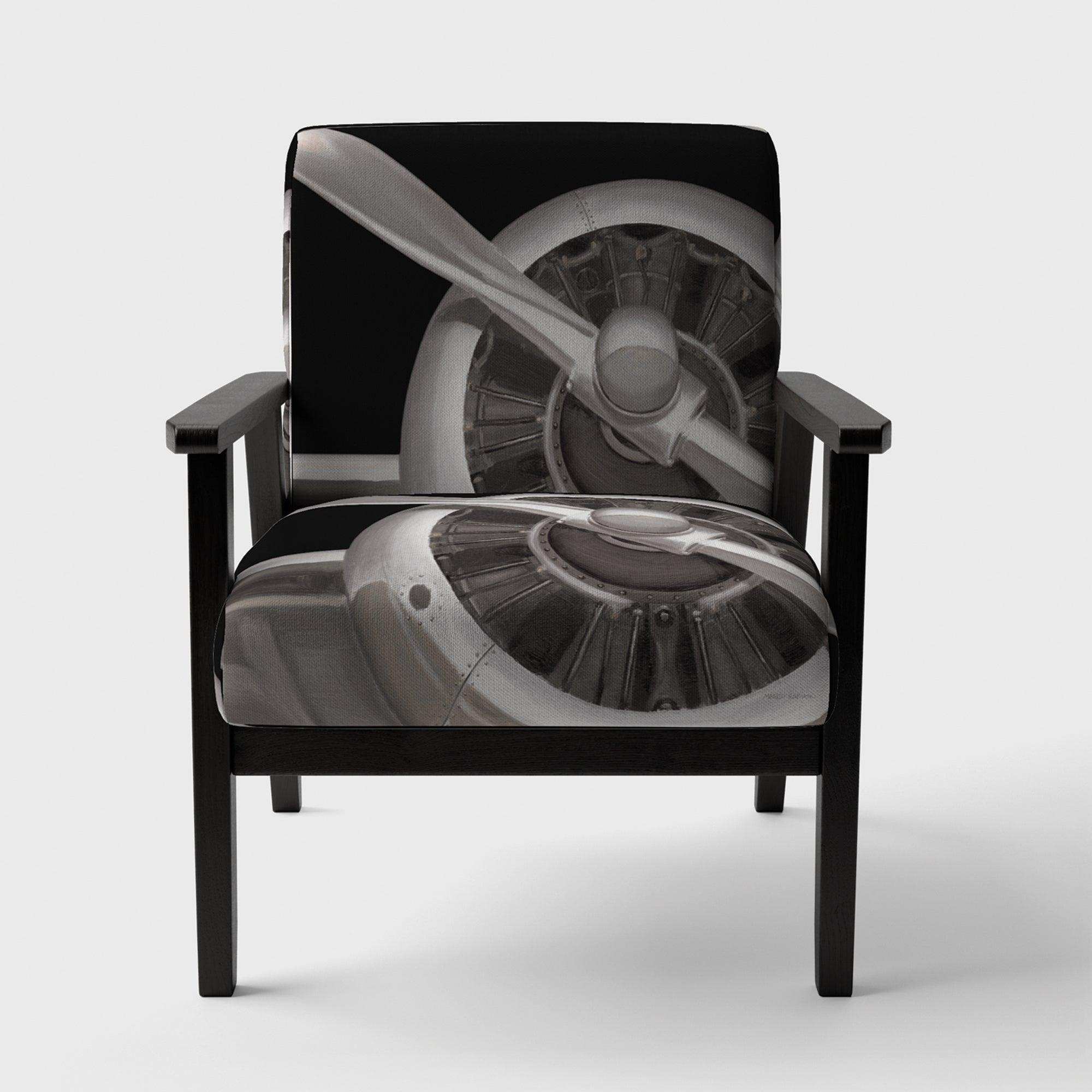 Travel by Air Grey Plane Vintage Transportati Accent Chair