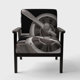 Travel by Air Grey Plane Vintage Transportati Accent Chair