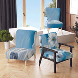 White Flower on Blue I Farmhouse Accent Chair