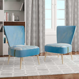 White Flower on Blue I Farmhouse Accent Chair