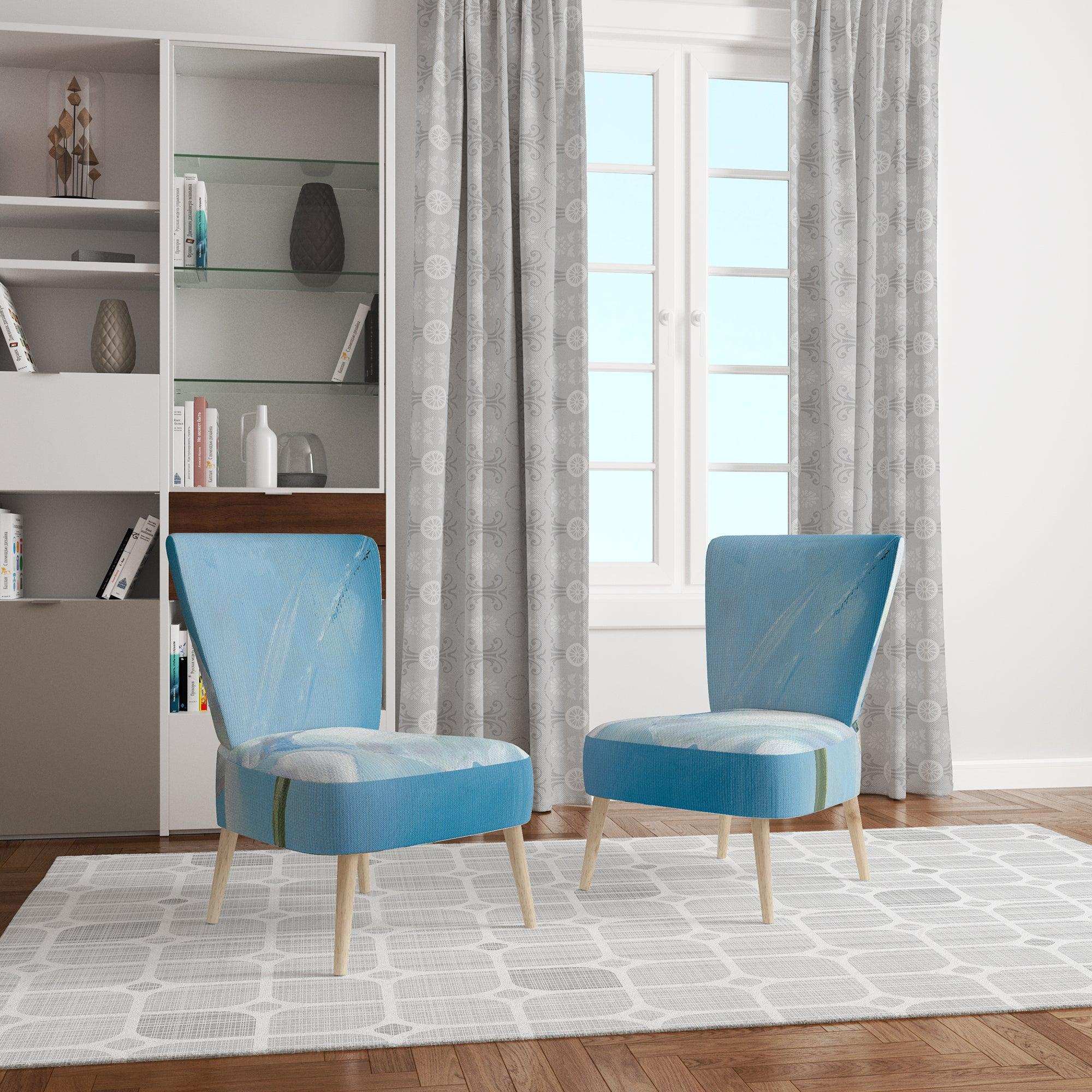 White Flower on Blue I Farmhouse Accent Chair