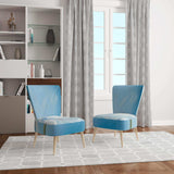 White Flower on Blue I Farmhouse Accent Chair
