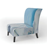 White Flower on Blue I Farmhouse Accent Chair