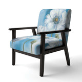 White Flower on Blue I Farmhouse Accent Chair