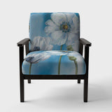 White Flower on Blue I Farmhouse Accent Chair