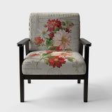 Red Painted Flowers on Vintage Postcard II Farmhouse Accent Chair