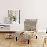 Red Painted Flowers on Vintage Postcard III Farmhouse Accent Chair