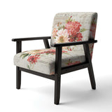 Red Painted Flowers on Vintage Postcard III Farmhouse Accent Chair