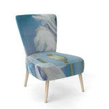 White Flower on Blue II Farmhouse Accent Chair
