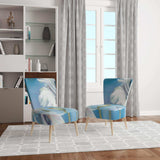 White Flower on Blue II Farmhouse Accent Chair