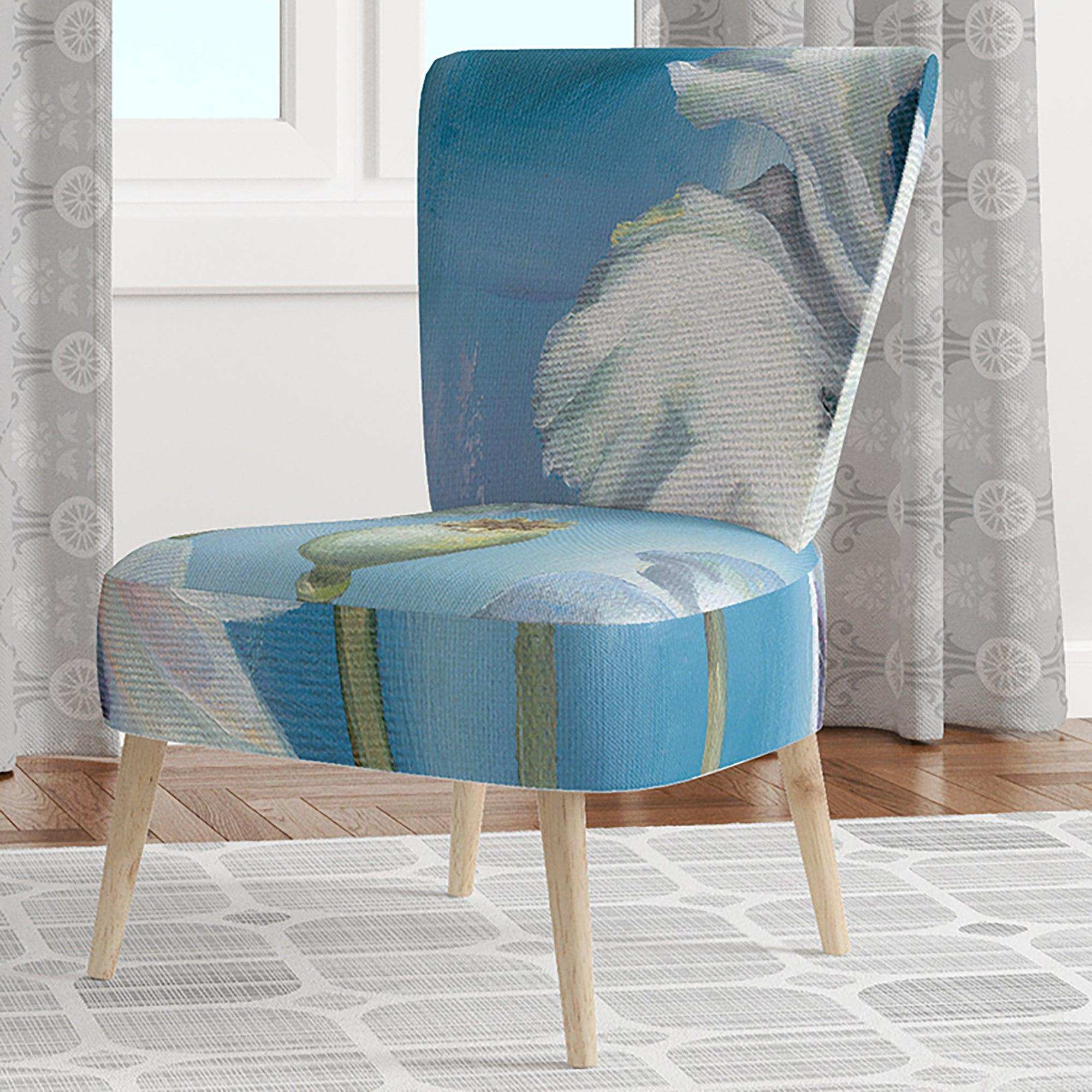 White Flower on Blue II Farmhouse Accent Chair