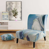 White Flower on Blue II Farmhouse Accent Chair