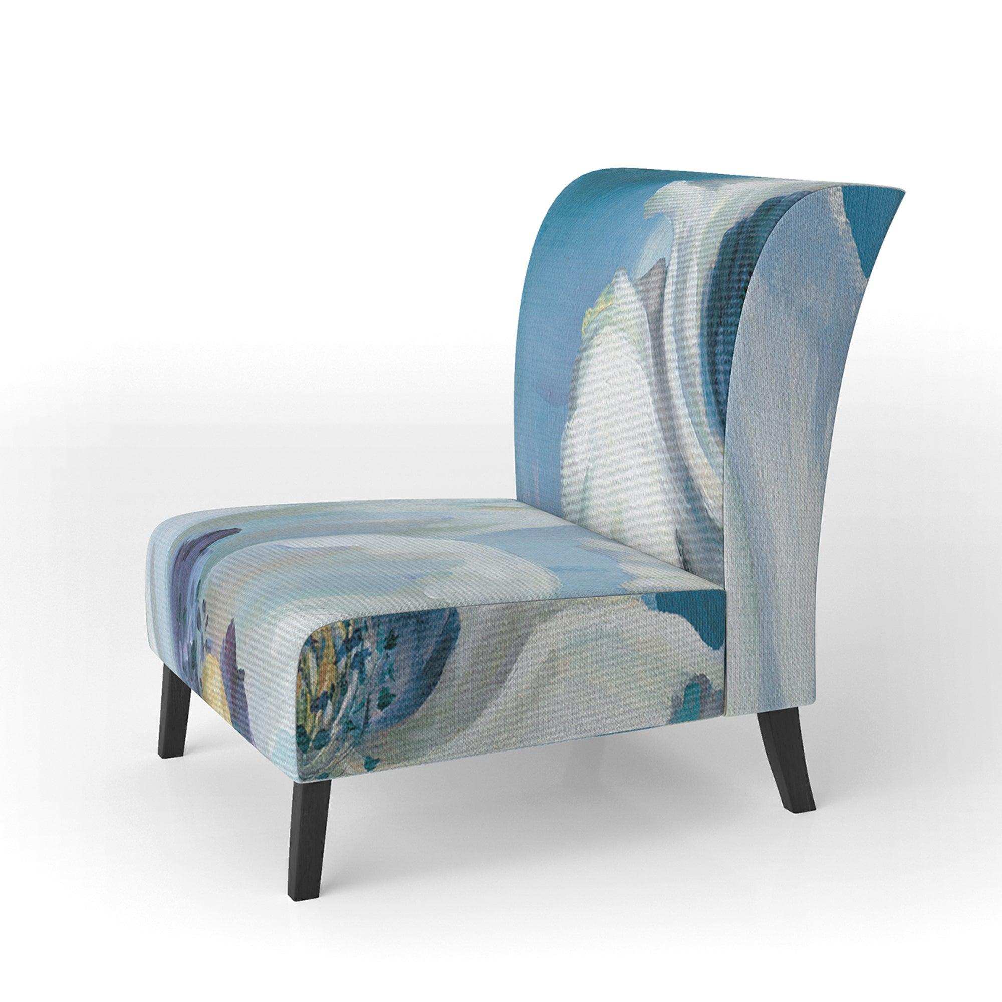 White Flower on Blue II Farmhouse Accent Chair
