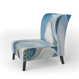 White Flower on Blue II Farmhouse Accent Chair