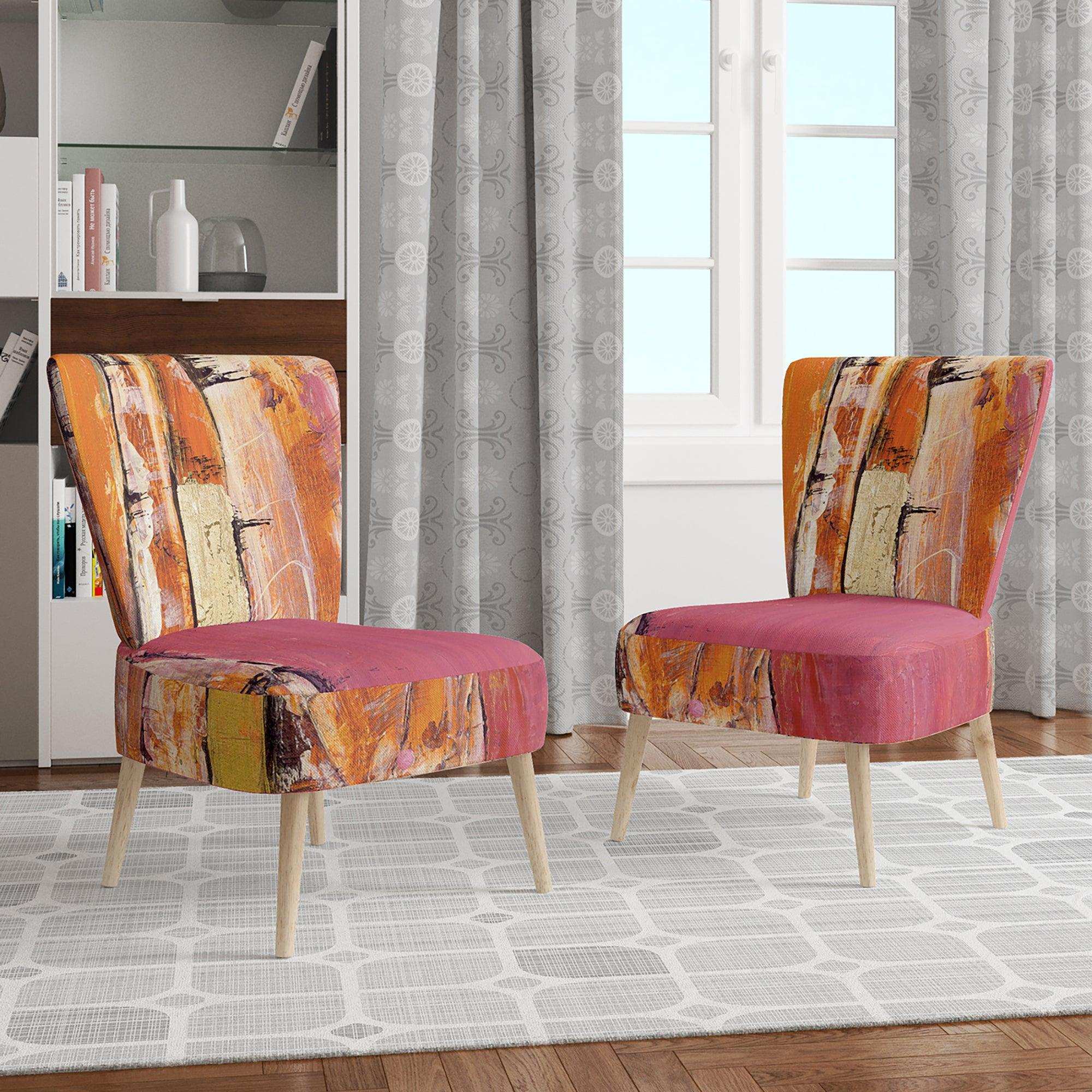 Glamorous Composition of Red and Gold Mid-Century Accent Chair