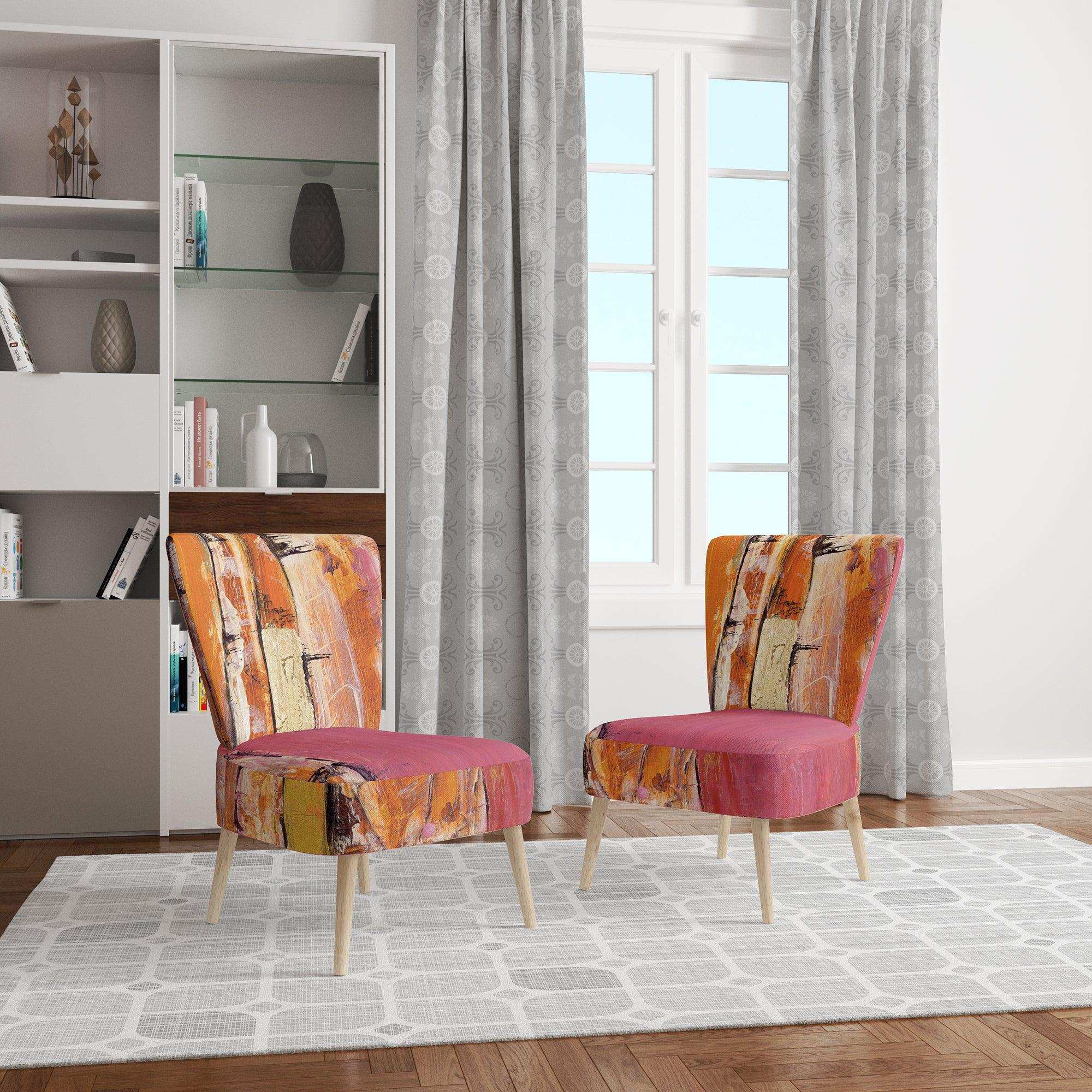 Glamorous Composition of Red and Gold Mid-Century Accent Chair