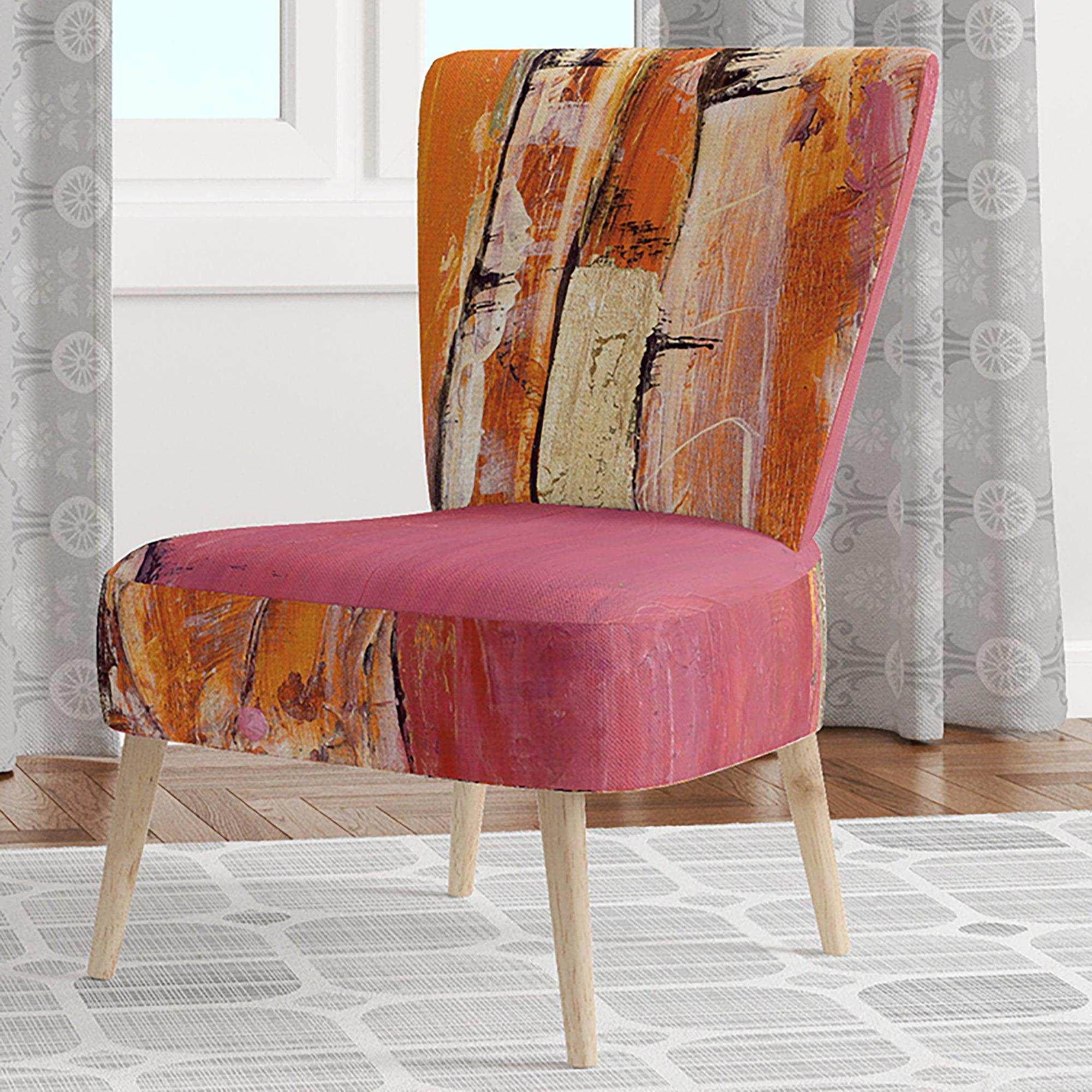 Glamorous Composition of Red and Gold Mid-Century Accent Chair